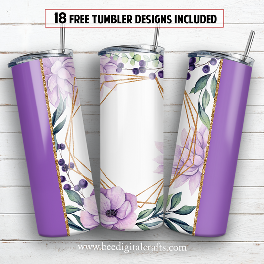 Flower add text blank 20 oz skinny tumbler sublimation design