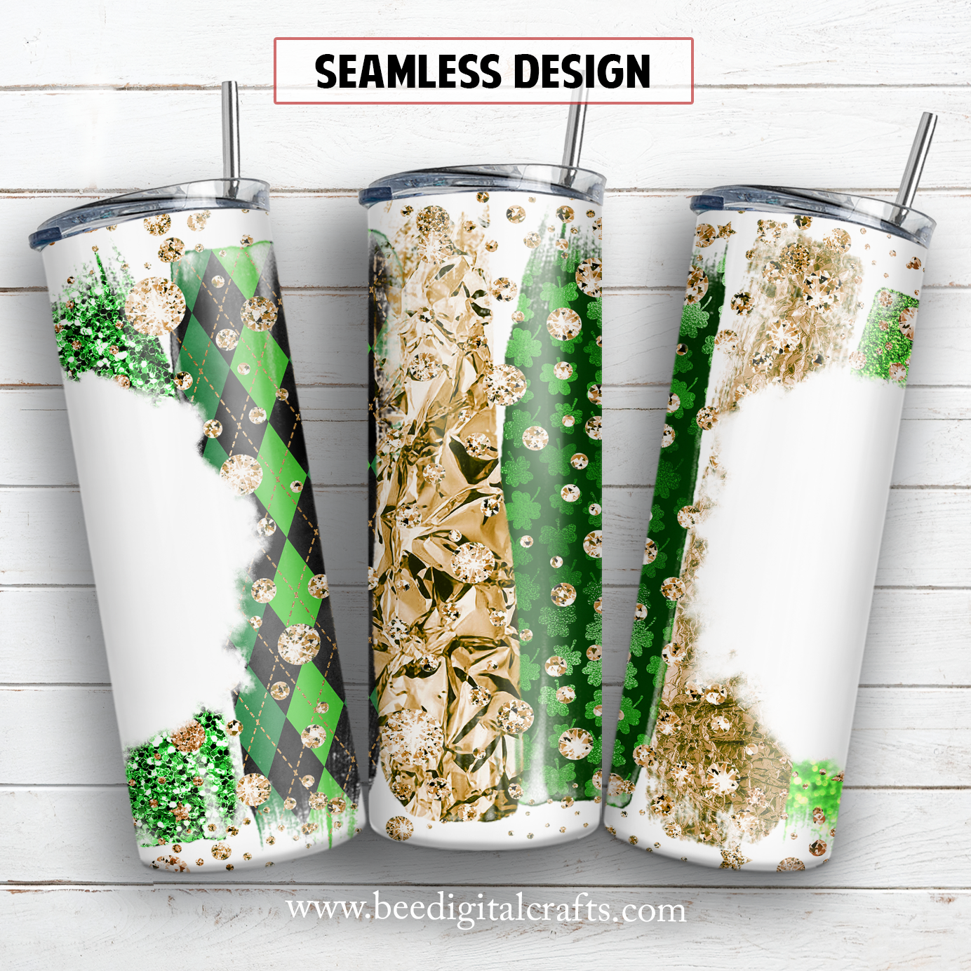 St. Patrick's Day 20 oz skinny tumbler sublimation design