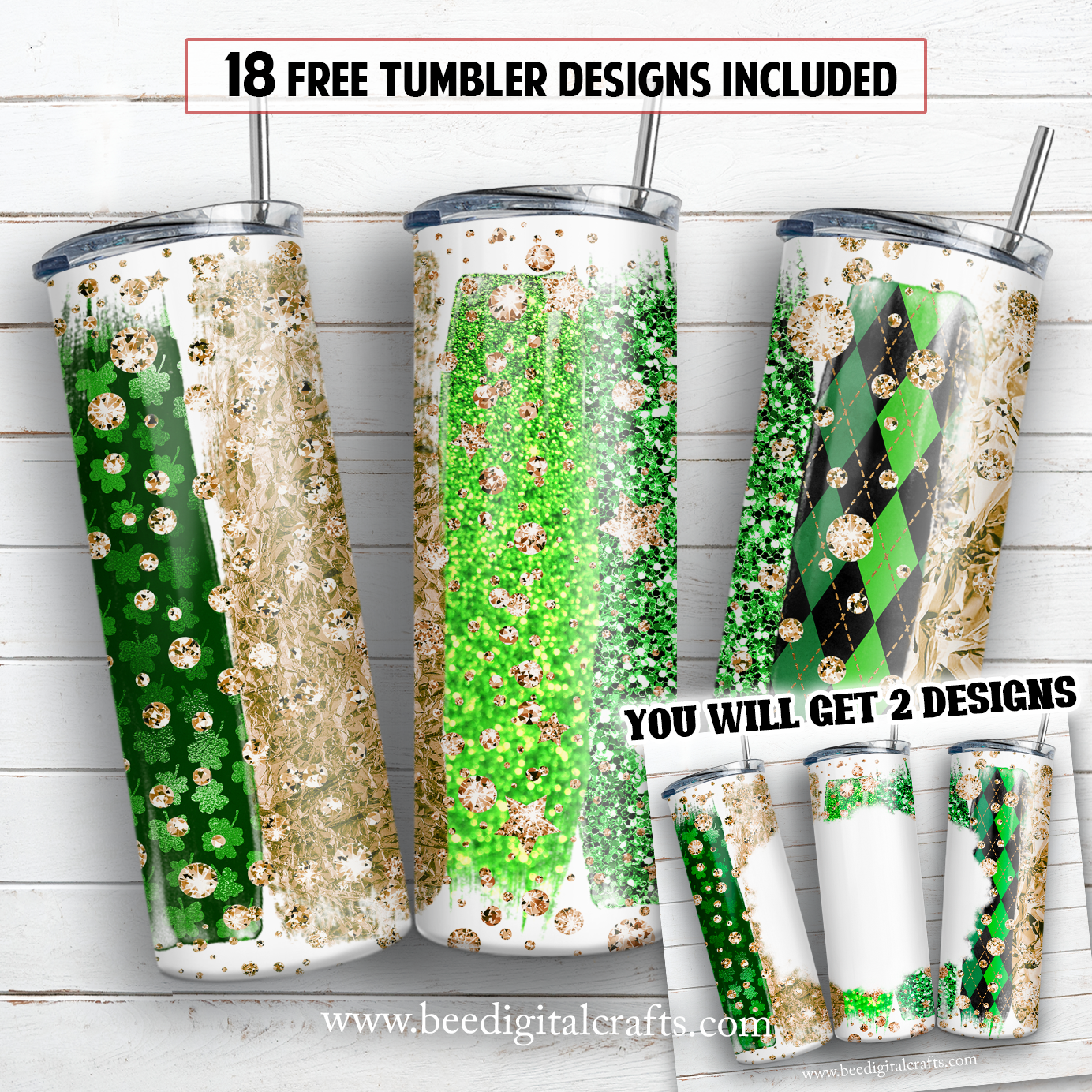 St. Patrick's Day 20 oz skinny tumbler sublimation design