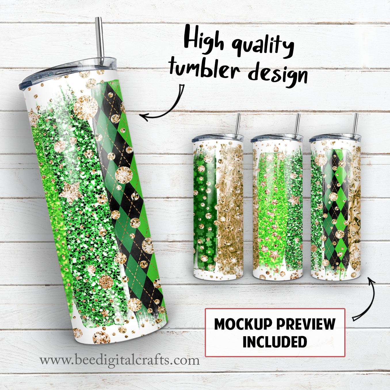 St. Patrick's Day 20 oz skinny tumbler sublimation design