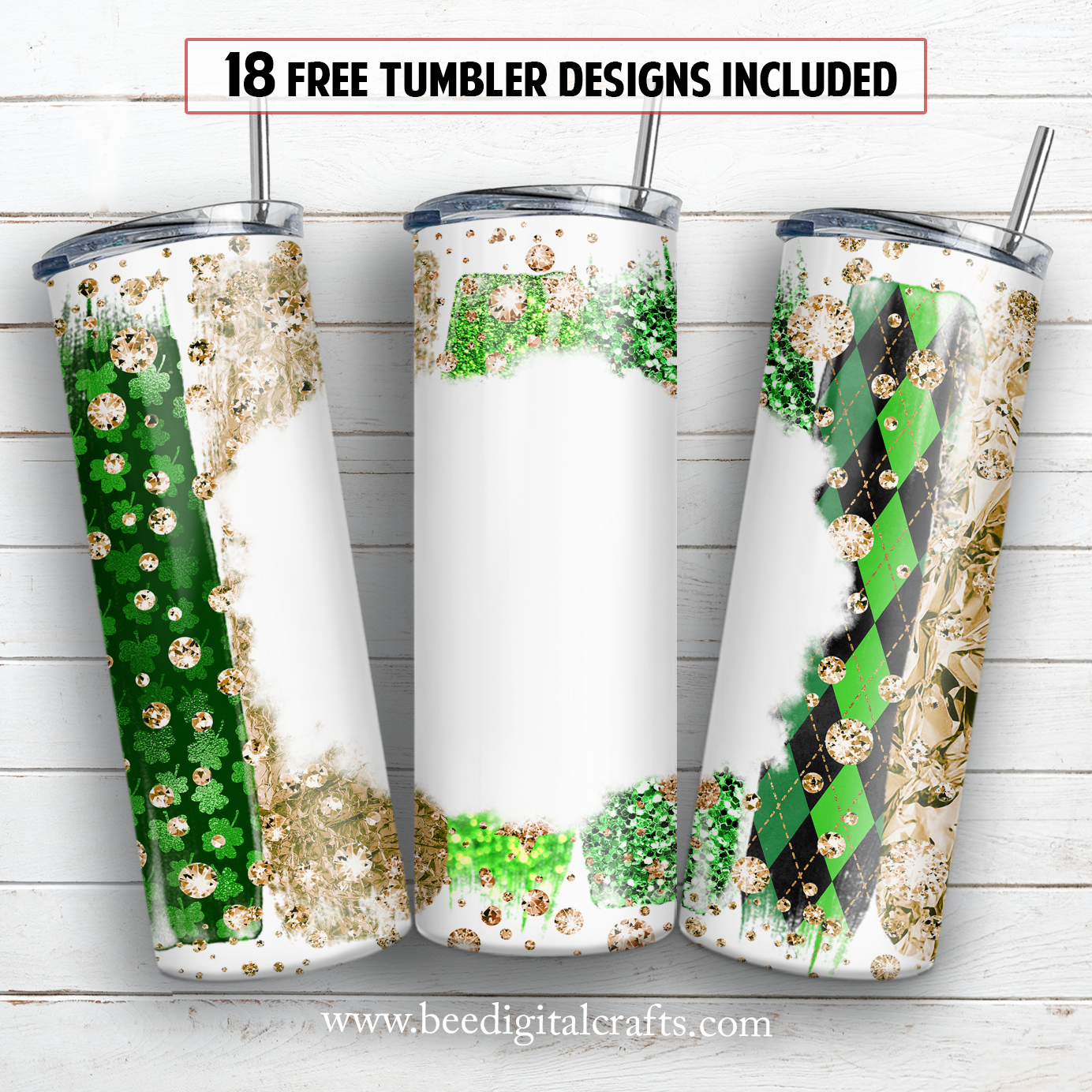 St. Patrick's Day 20 oz skinny tumbler sublimation design