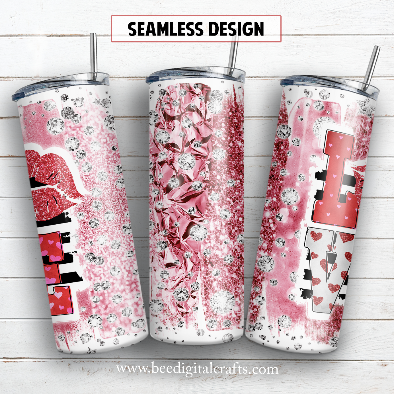 Love 20 oz skinny tumbler sublimation design