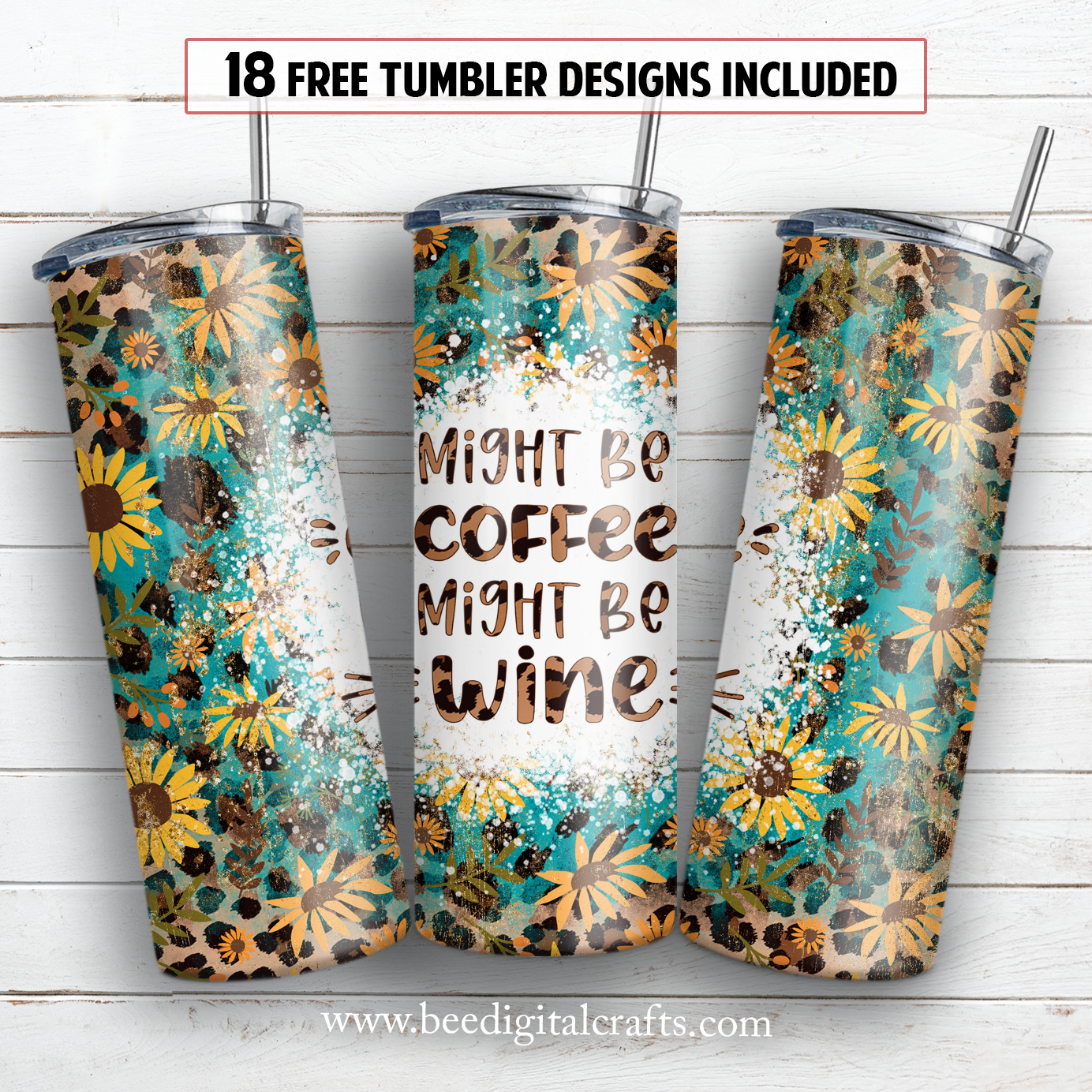 Might be coffee might be wine 20 oz skinny tumbler sublimation design