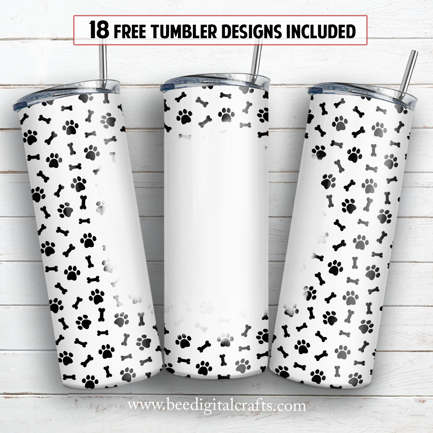 Dog paws Add text blank 20 oz skinny tumbler sublimation design