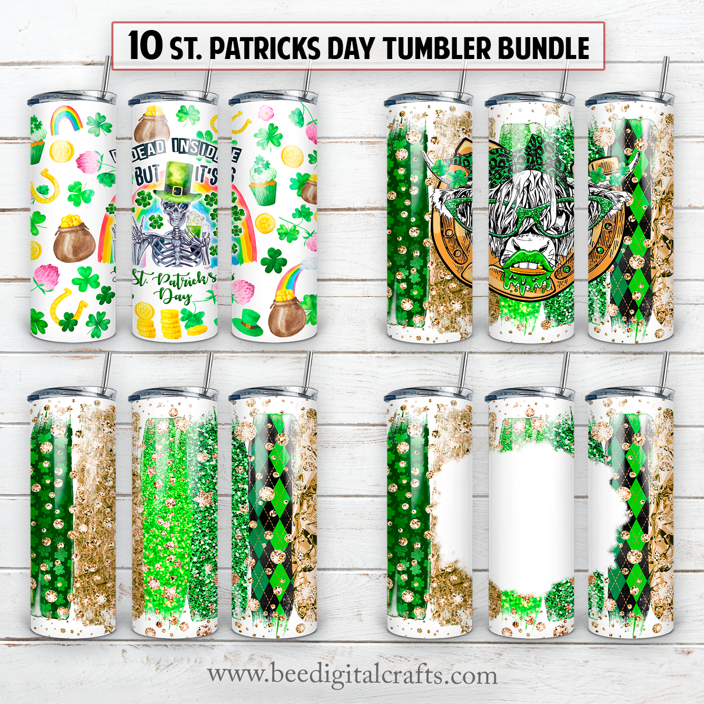 St. Patrick's BUNDLE 20 oz skinny tumbler sublimation design