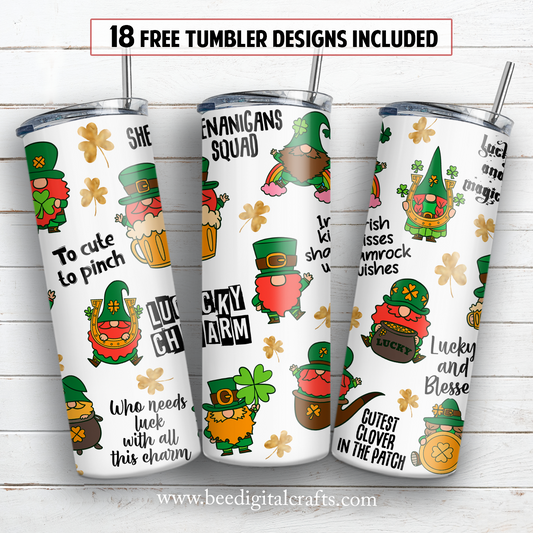 St, Patrick's Day 20 oz skinny tumbler sublimation design