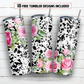 Cowhide and rose 20 oz skinny tumbler sublimation design