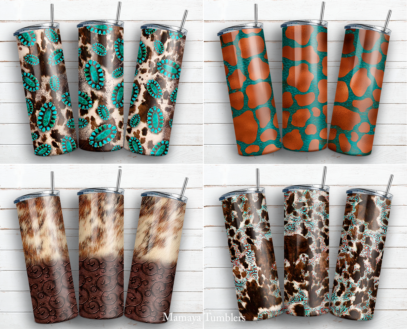 Cowhide 24 BUNDLE 20 oz skinny tumbler sublimation design