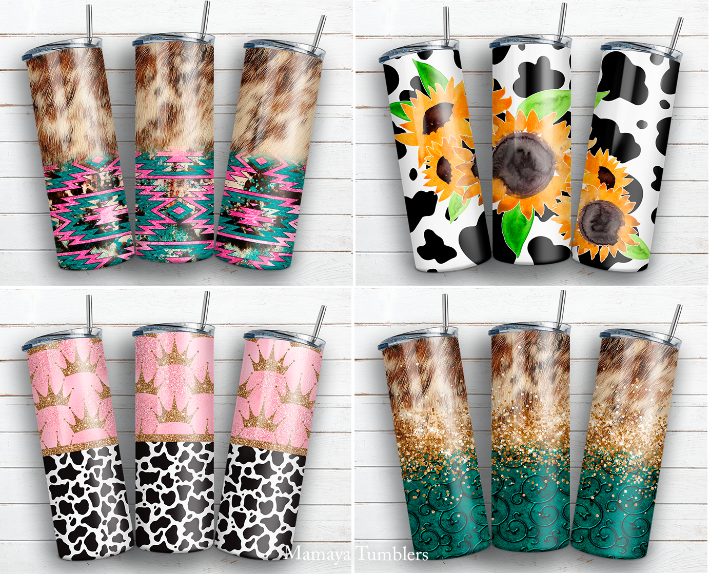 Cowhide 24 BUNDLE 20 oz skinny tumbler sublimation design