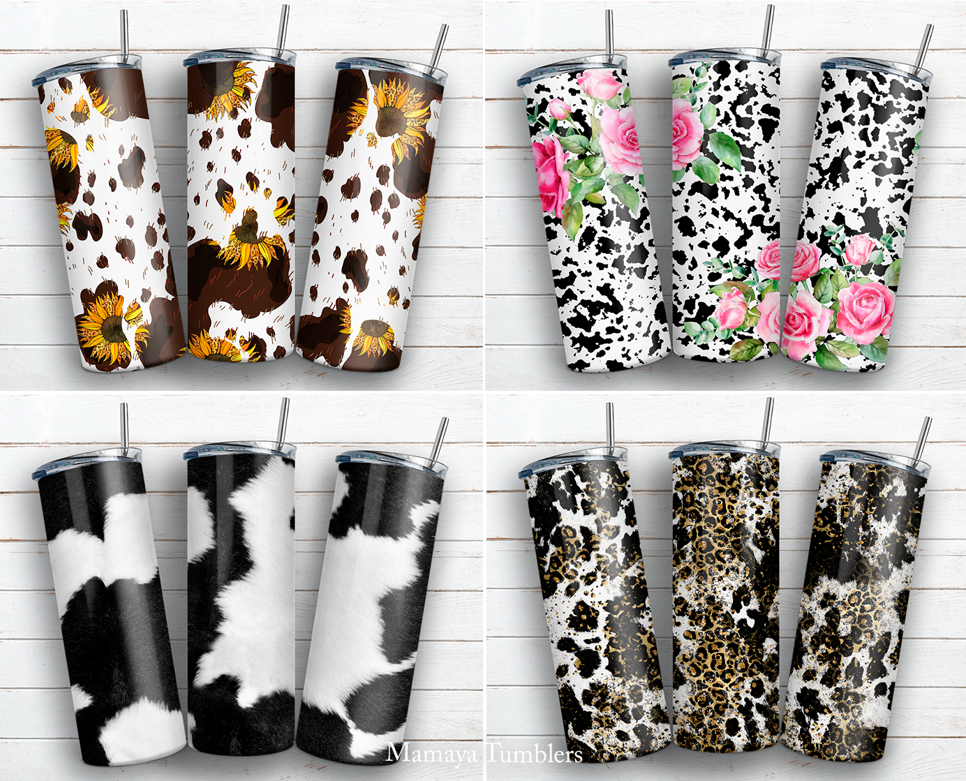 Cowhide 24 BUNDLE 20 oz skinny tumbler sublimation design