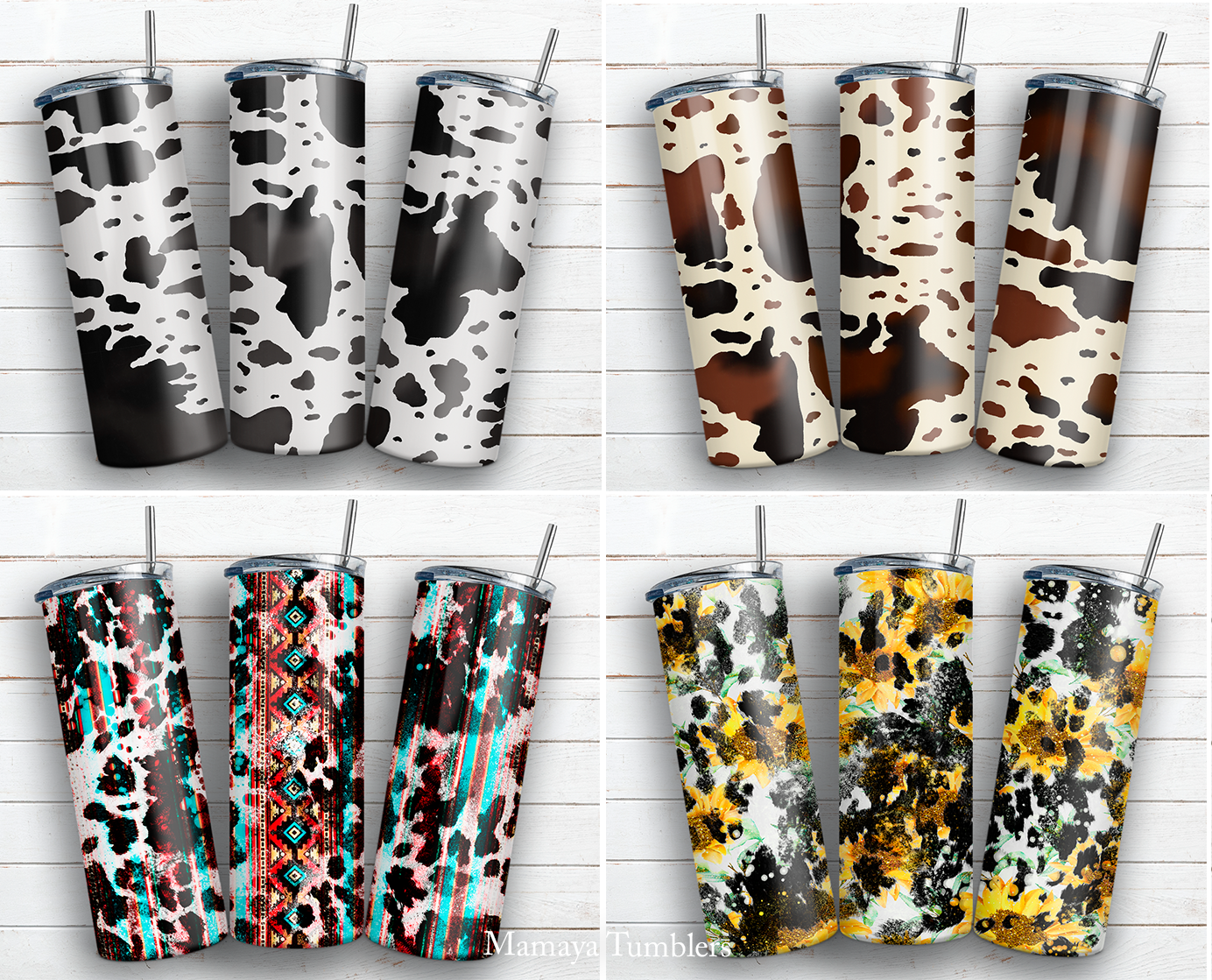 Cowhide 24 BUNDLE 20 oz skinny tumbler sublimation design