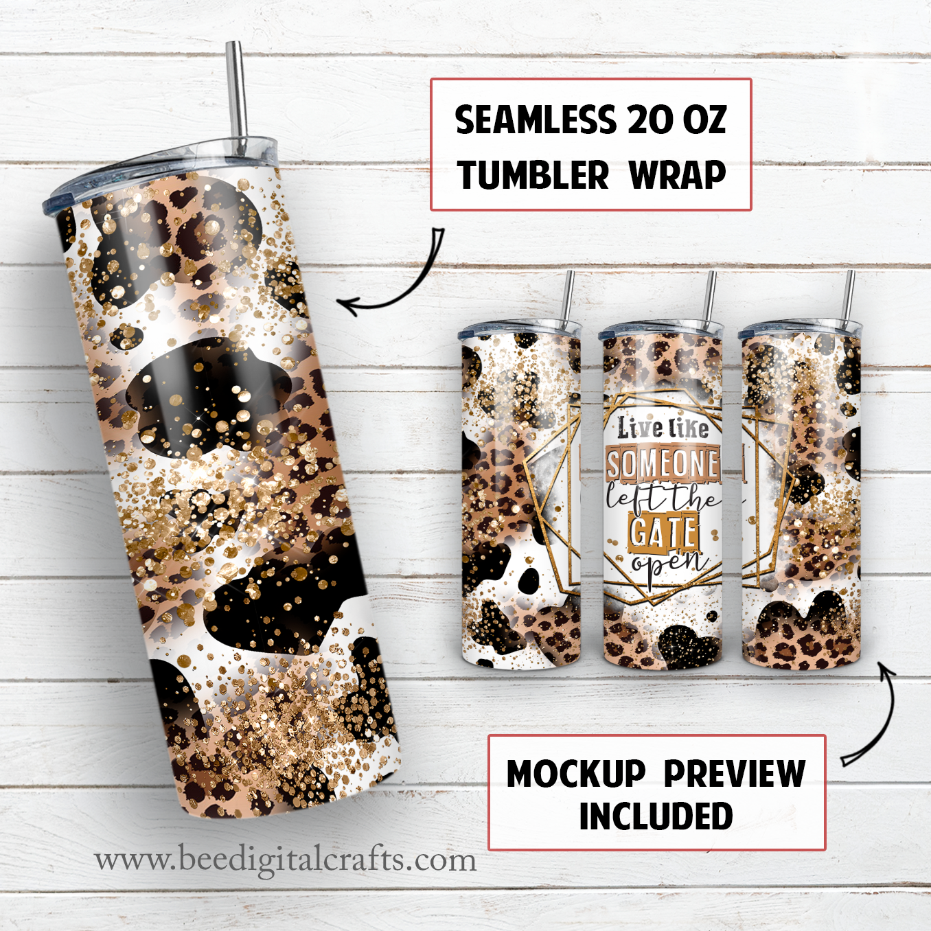 Live like someone left the gate open 20 oz skinny tumbler sublimation design