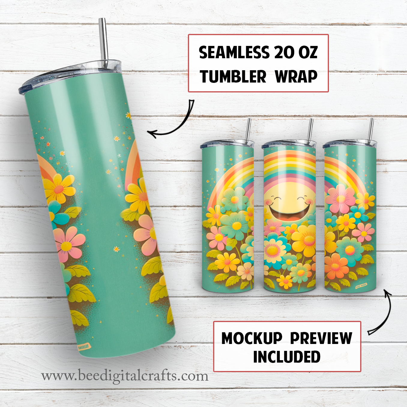 Retro 20 oz skinny tumbler sublimation design