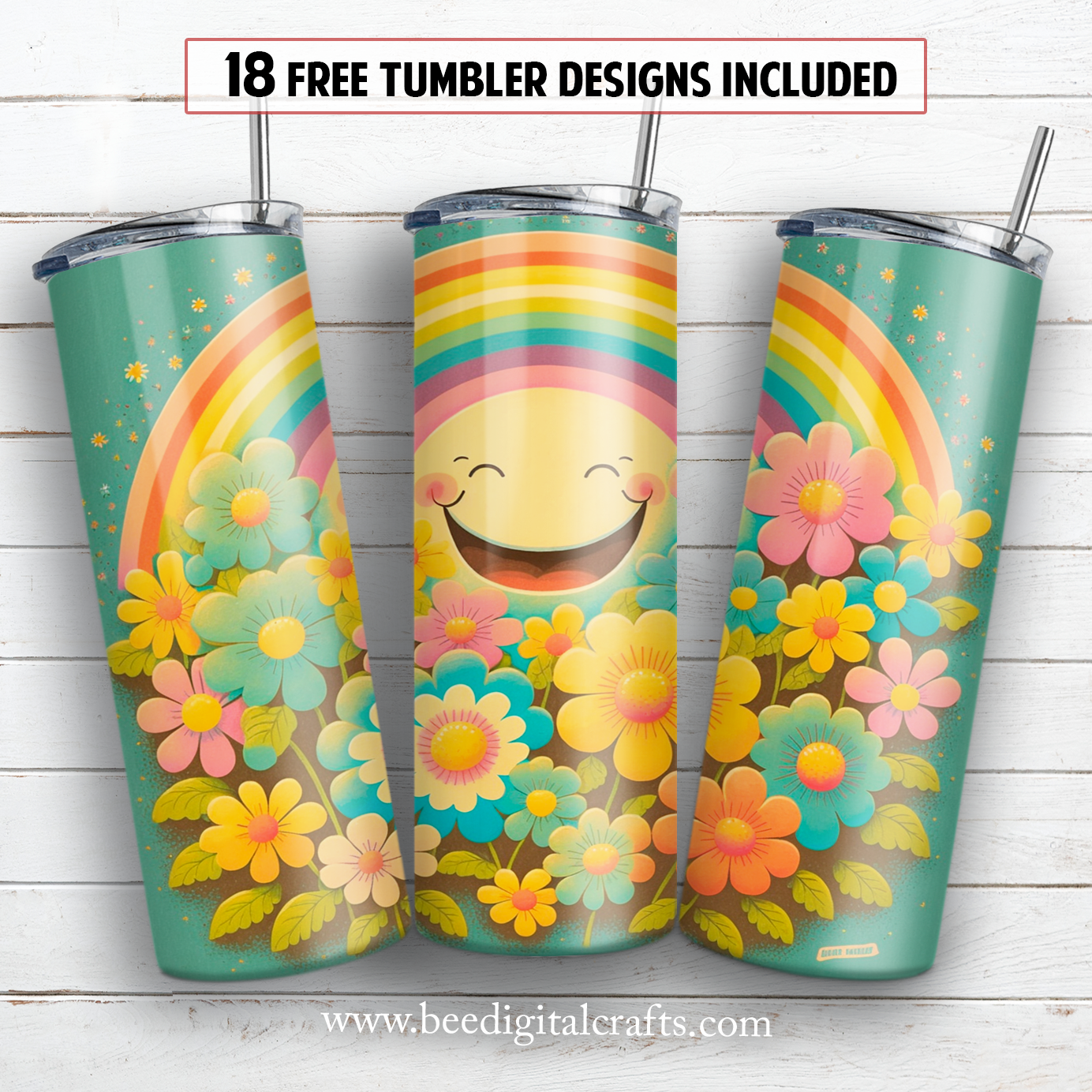 Retro 20 oz skinny tumbler sublimation design