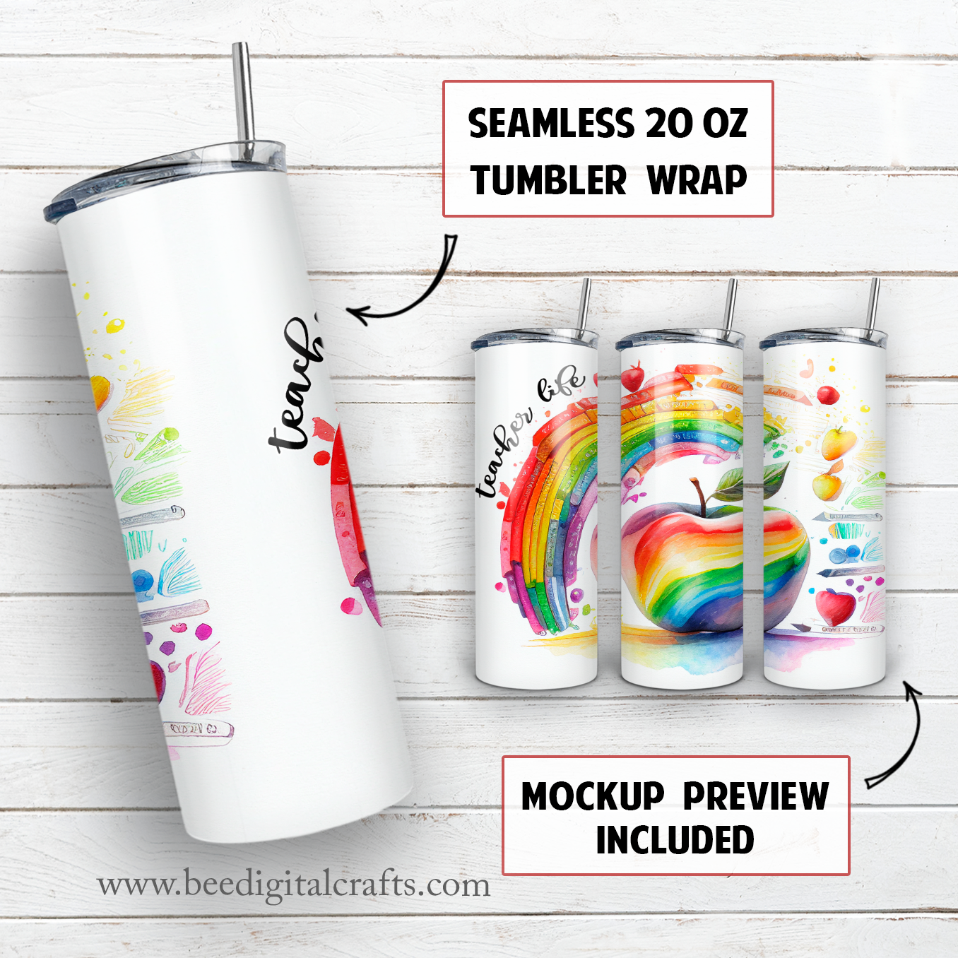 Teacher life 20 oz skinny tumbler sublimation design