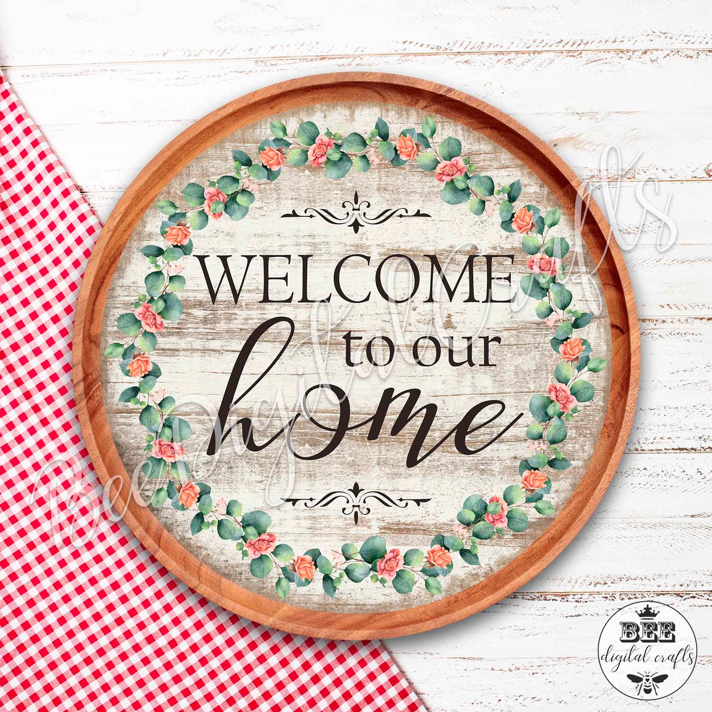 Welcome to our home door sign, 12 inch digital download