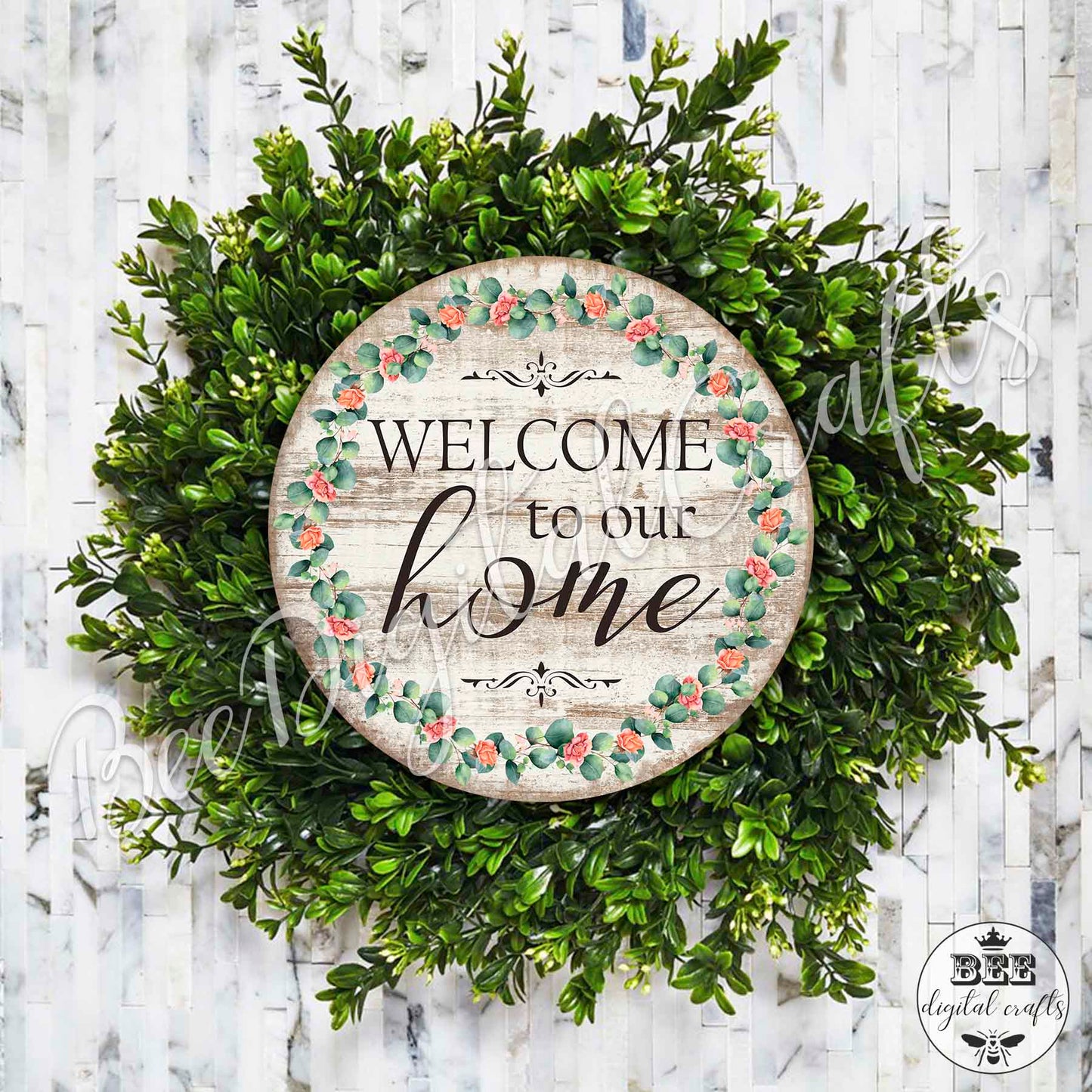 Welcome to our home door sign, 12 inch digital download