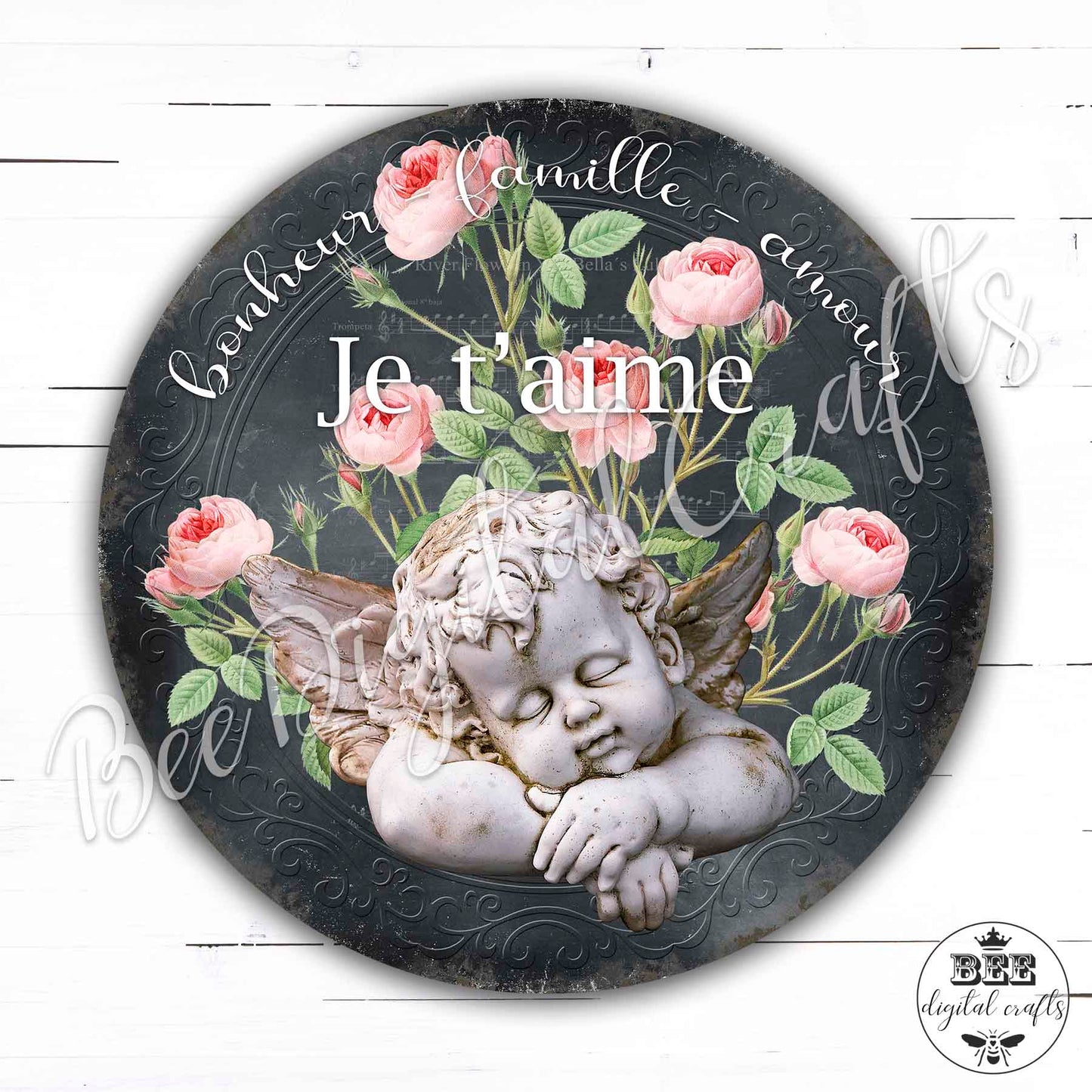 French vintage door hanger, 12 inch digital download