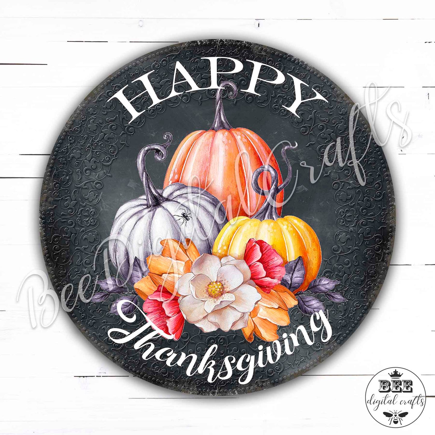 Happy thanksgiving door hanger, 12 inch digital download