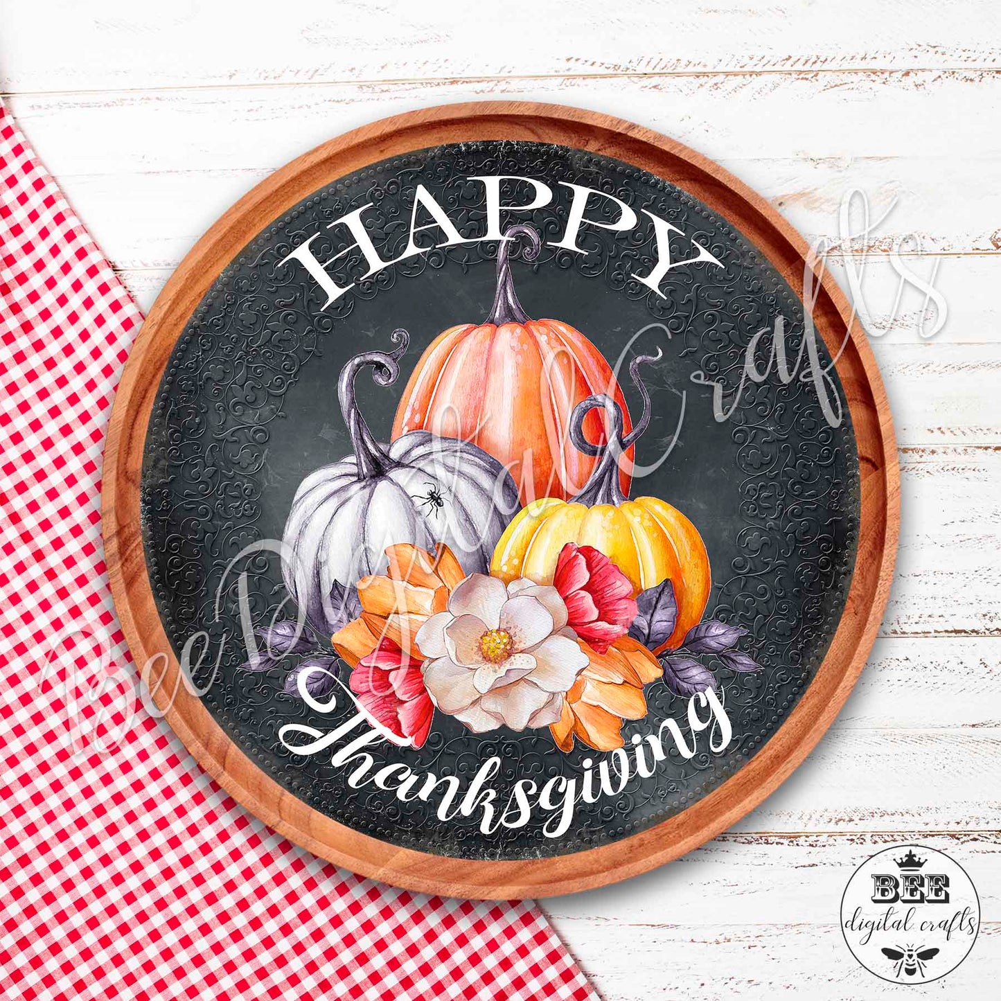 Happy thanksgiving door hanger, 12 inch digital download