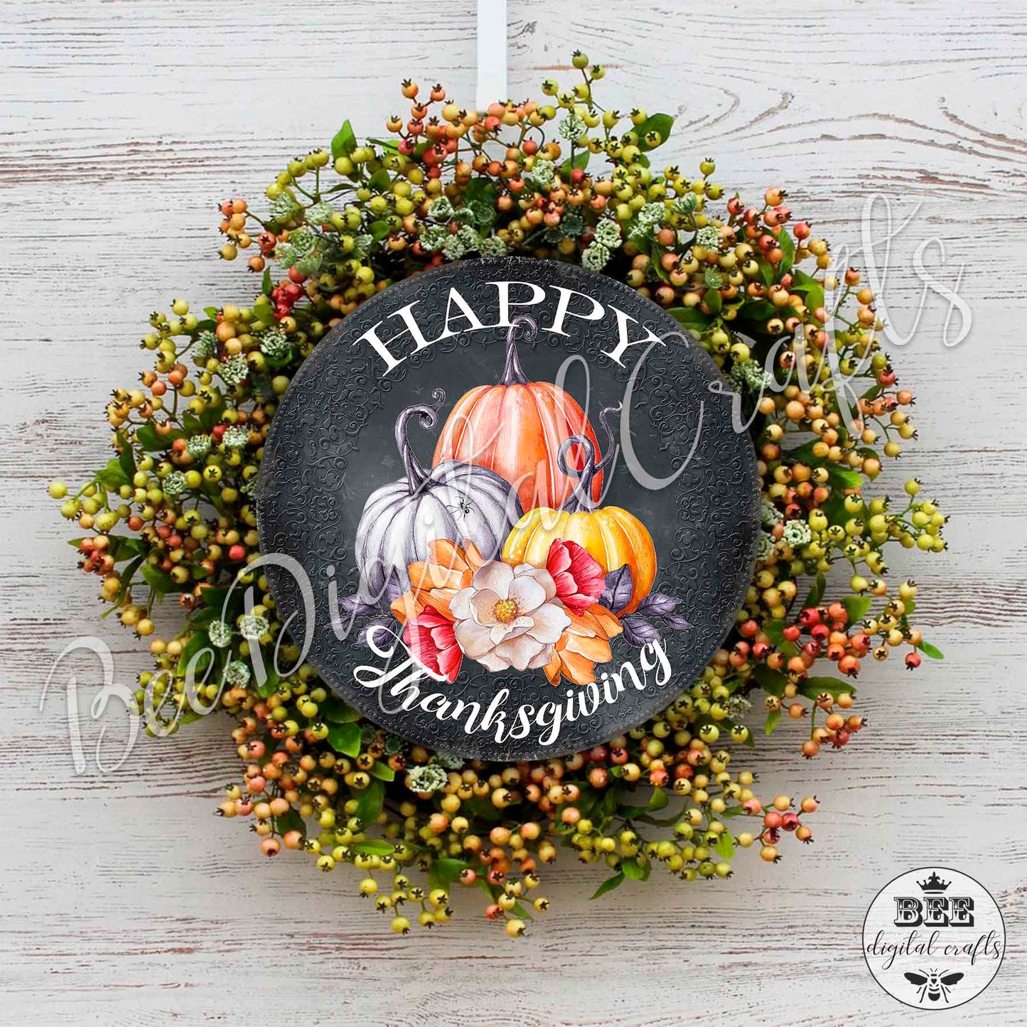 Happy thanksgiving door hanger, 12 inch digital download