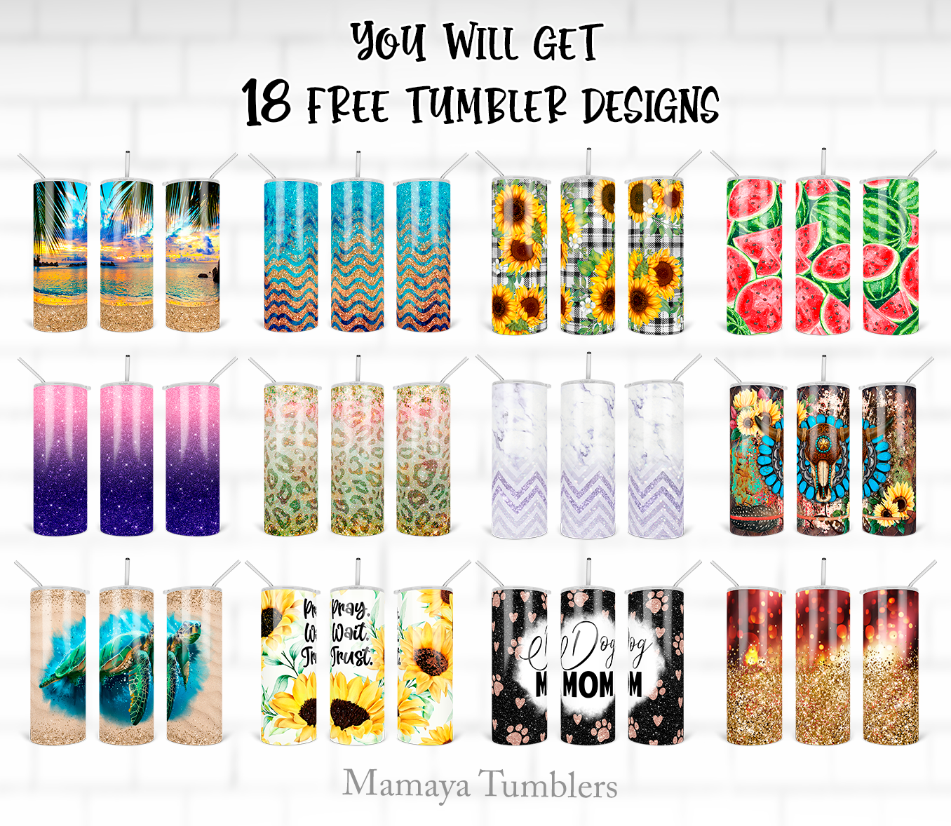 Merry and bright 20 oz skinny tumbler sublimation design