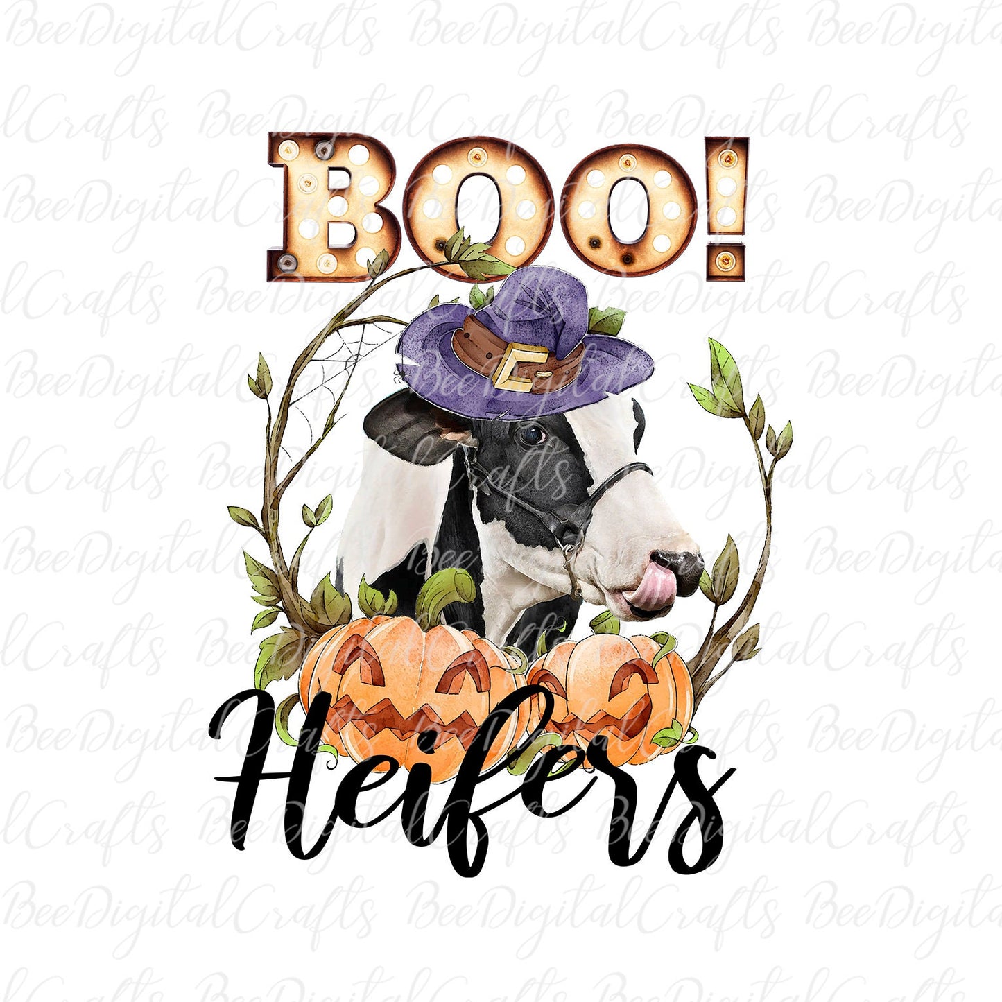 Boo heifers sublimation design