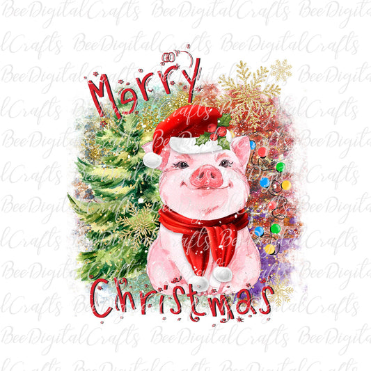 Christmas pig sublimation design