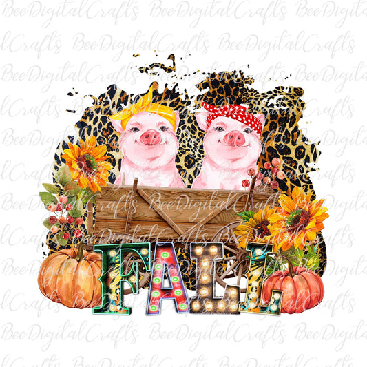 Fall pigs with bandana and pumpkin sublimation design