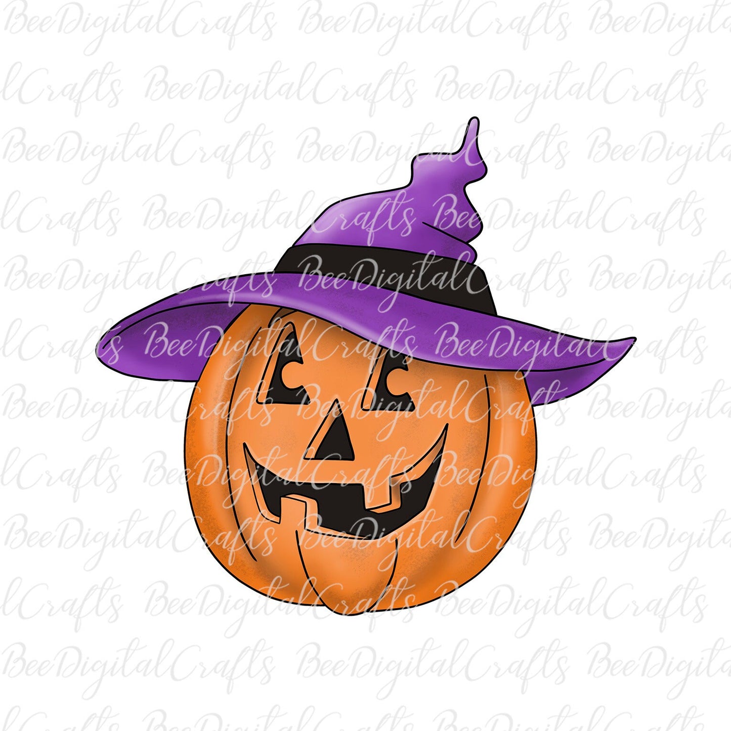 Halloween pumpkin with hat sublimation design