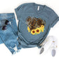 Sunflower leopard heart sublimation design