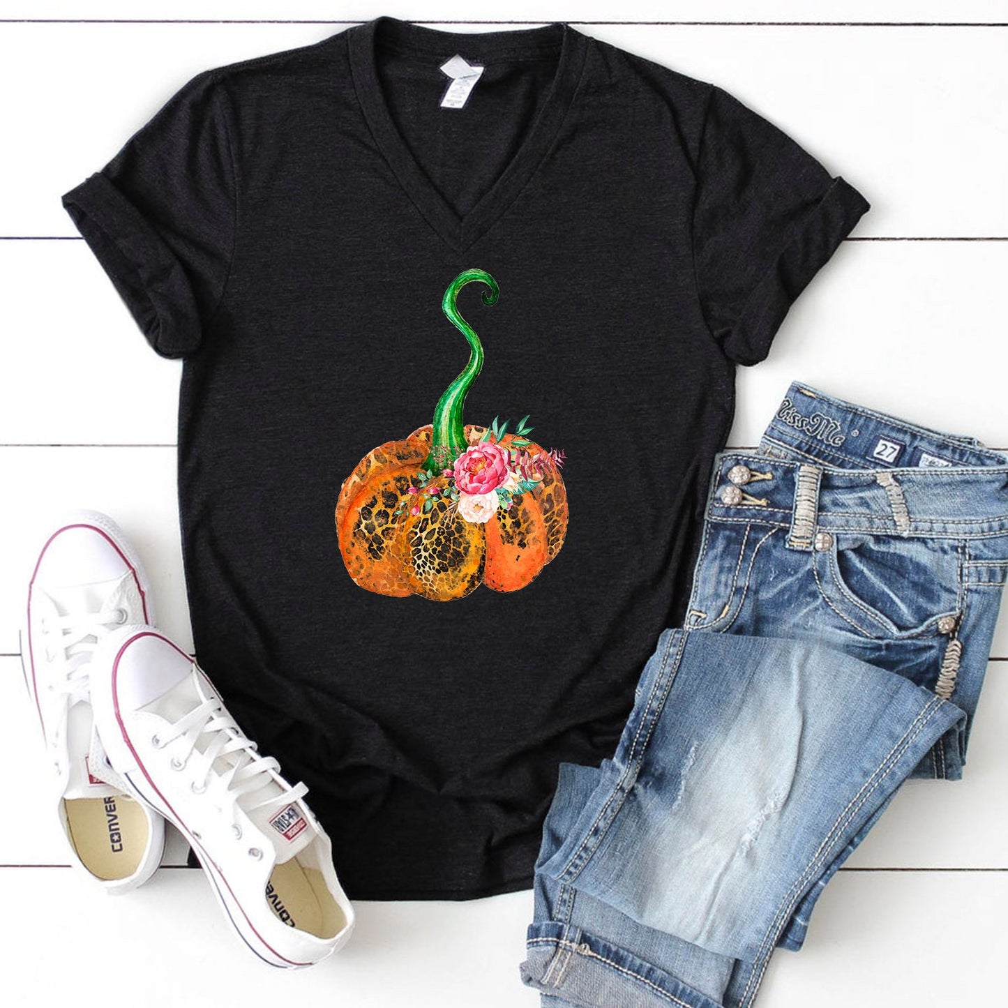 Leopard pumpkin with flower sublimation design