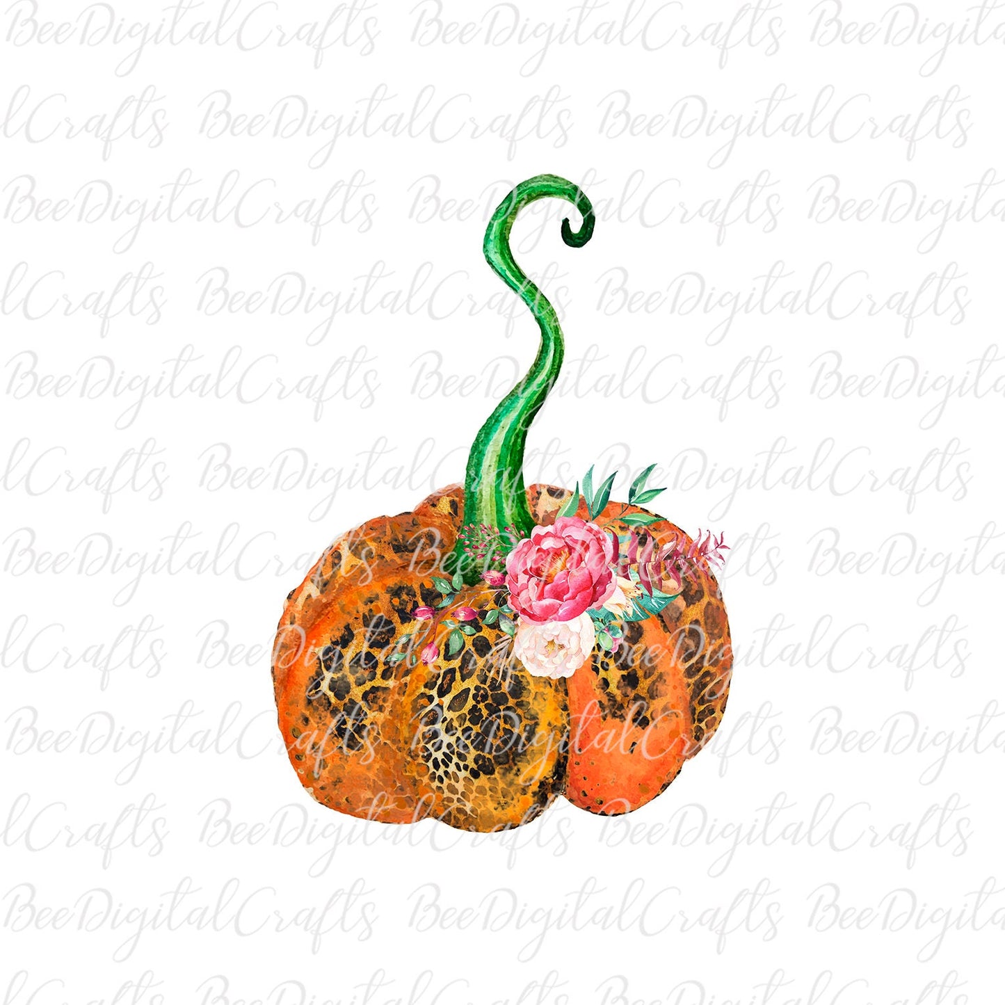 Leopard pumpkin with flower sublimation design