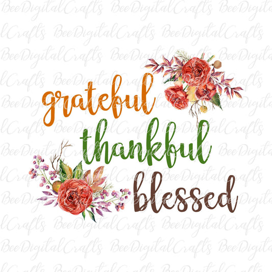 Grateful thankful blessed sublimation design