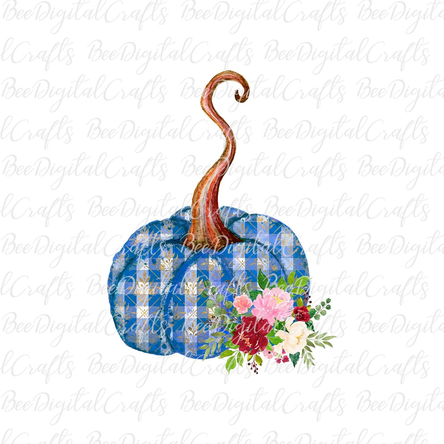 Plaid pumpkin with flower sublimation design