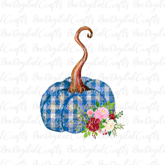 Plaid pumpkin with flower sublimation design