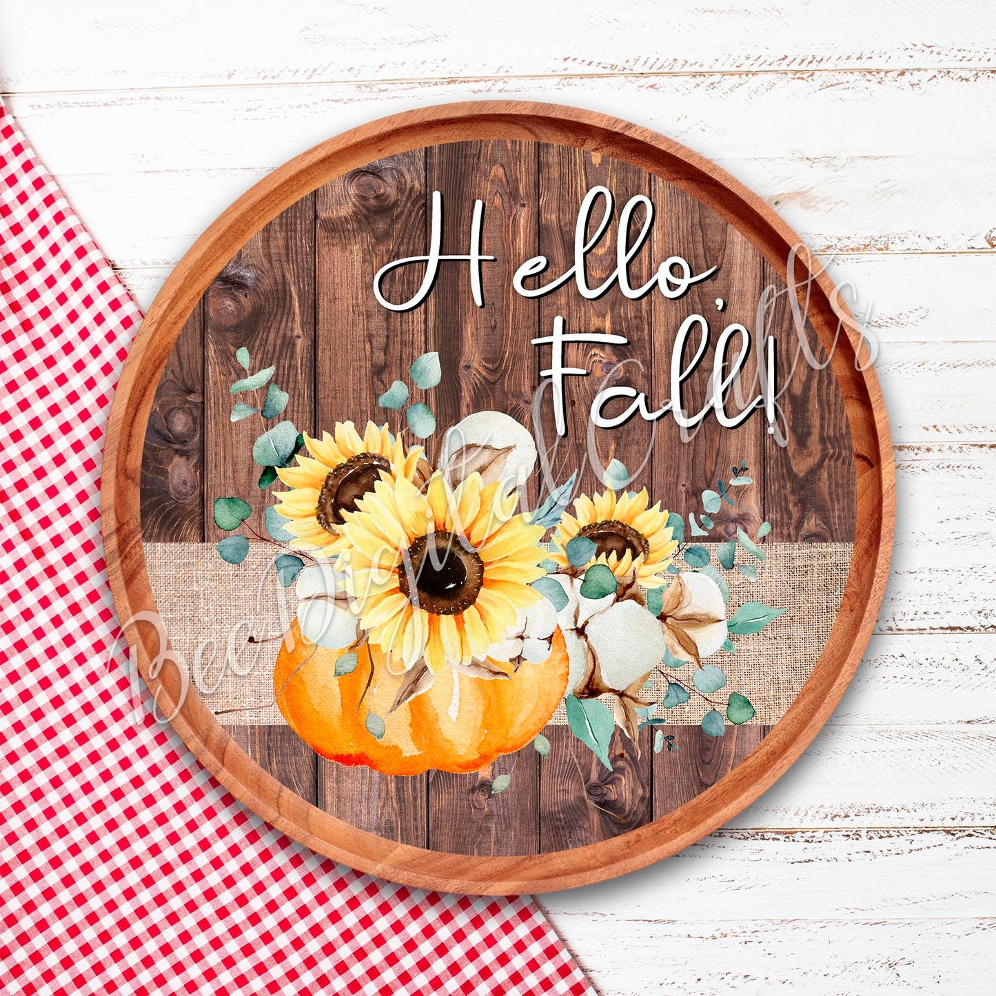 Hello fall door hanger, 12 inch digital download