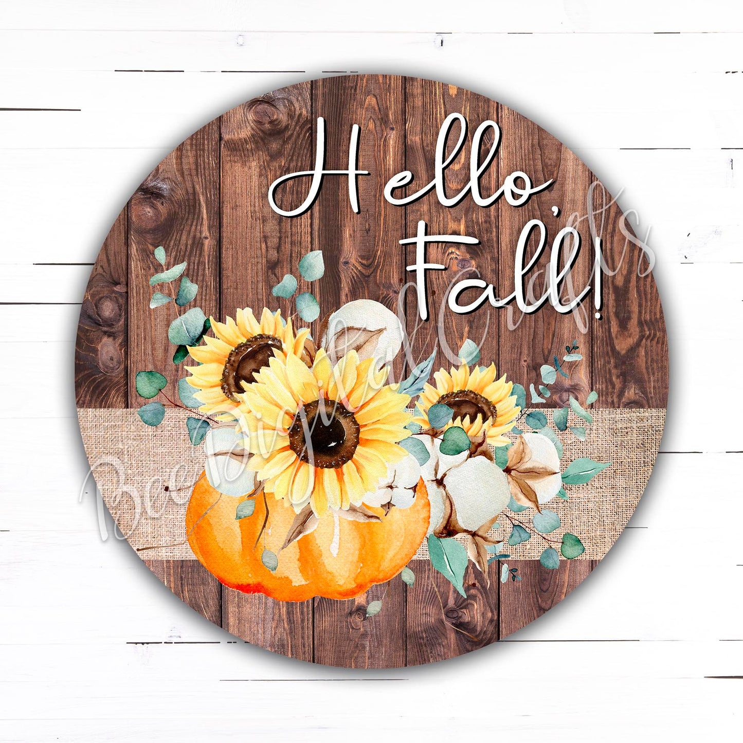 Hello fall door hanger, 12 inch digital download