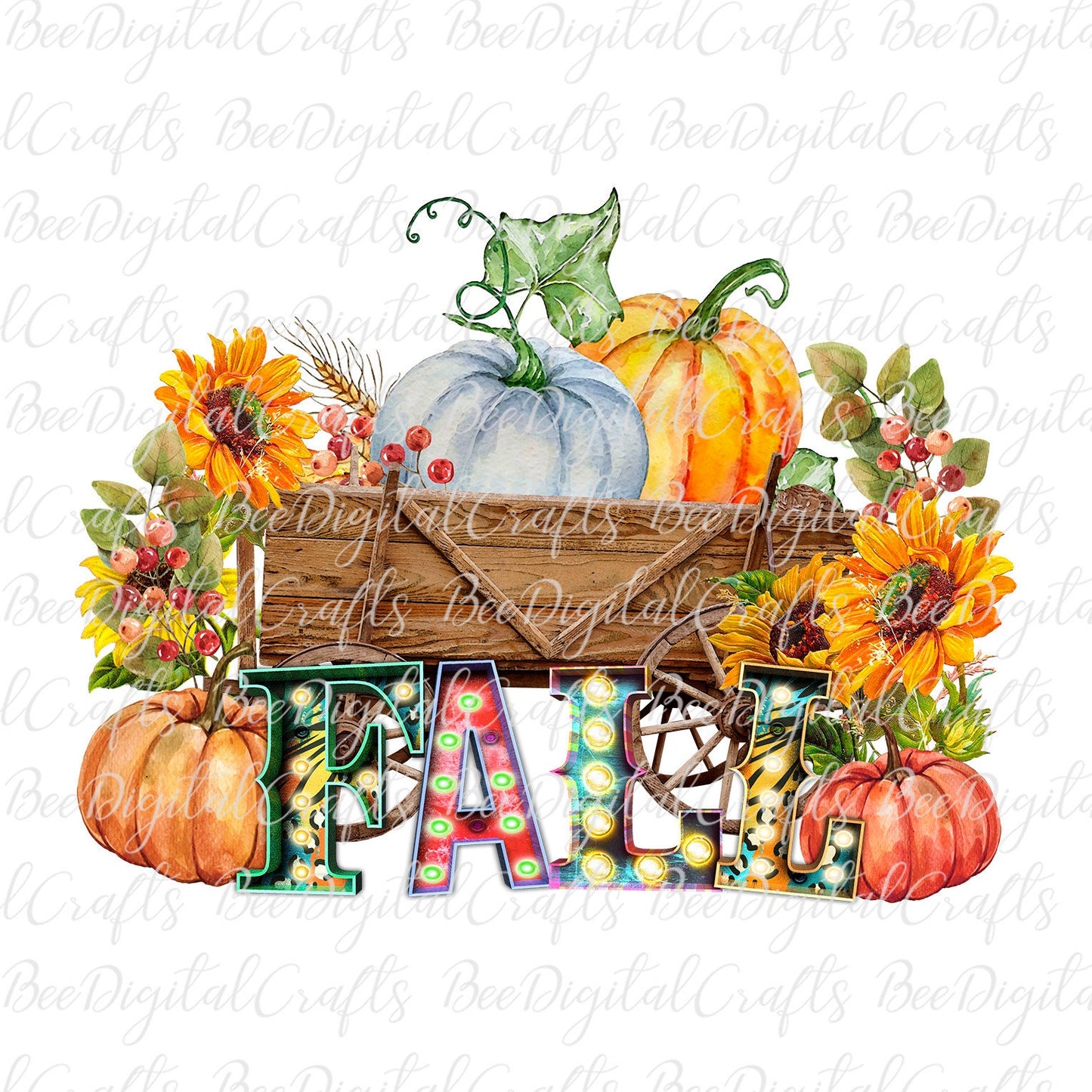 Pumpkin and sunflower sublimation design