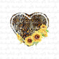 Sunflower leopard heart sublimation design