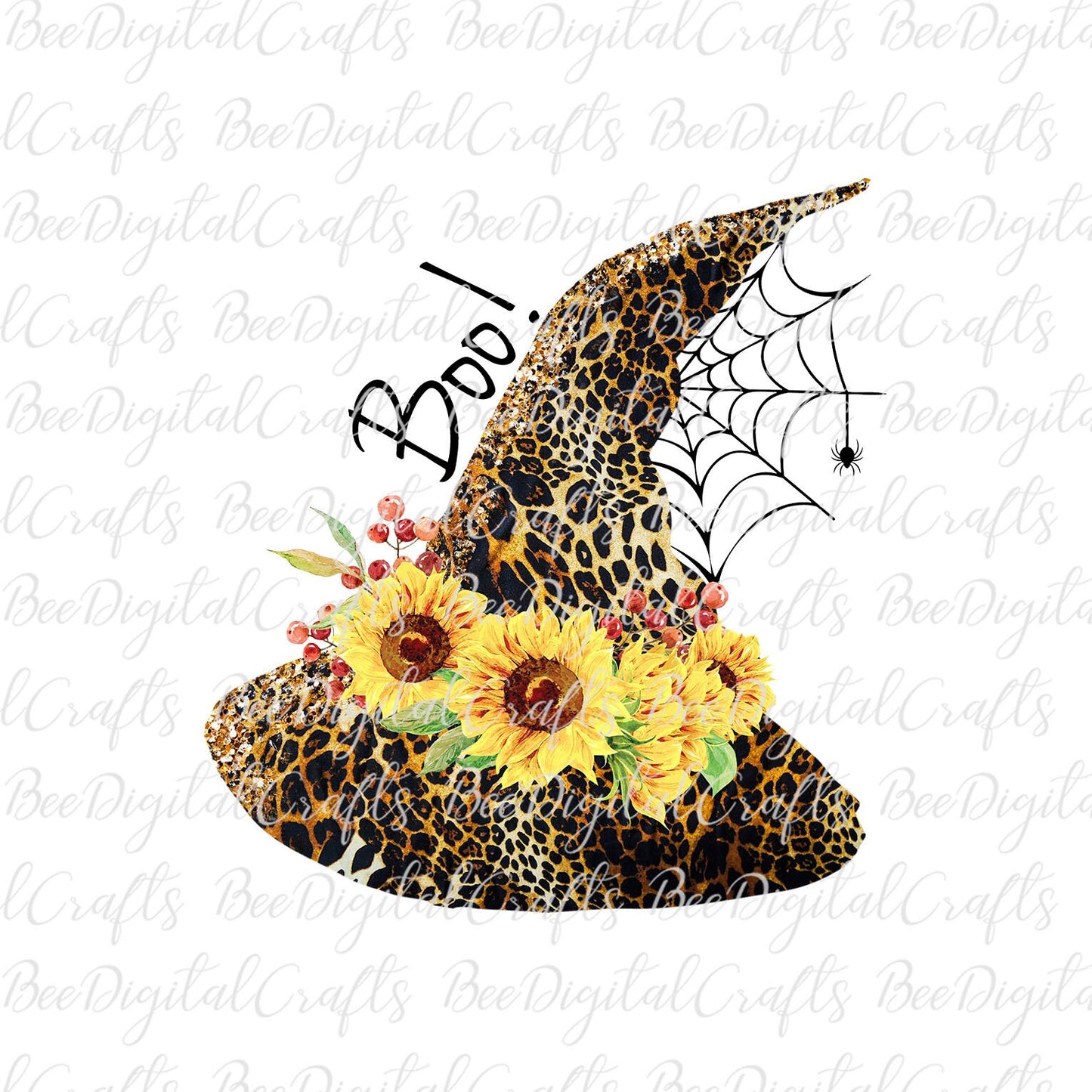 Halloween leopard hat with sunflower sublimation design