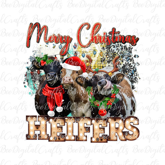 Merry Christmas heifers sublimation design