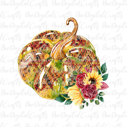 Floral pumpkin sublimation design