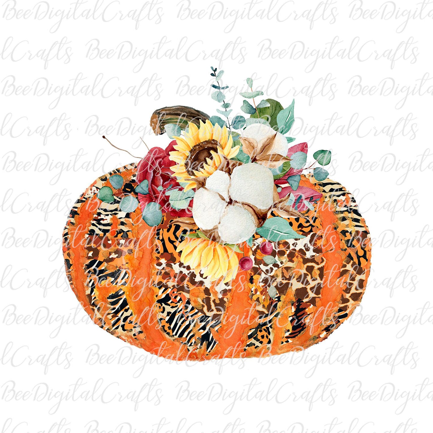 Flower pumpkin sublimation design