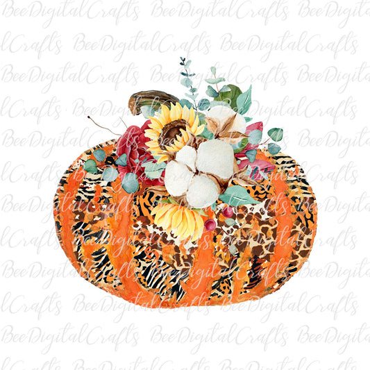 Flower pumpkin sublimation design