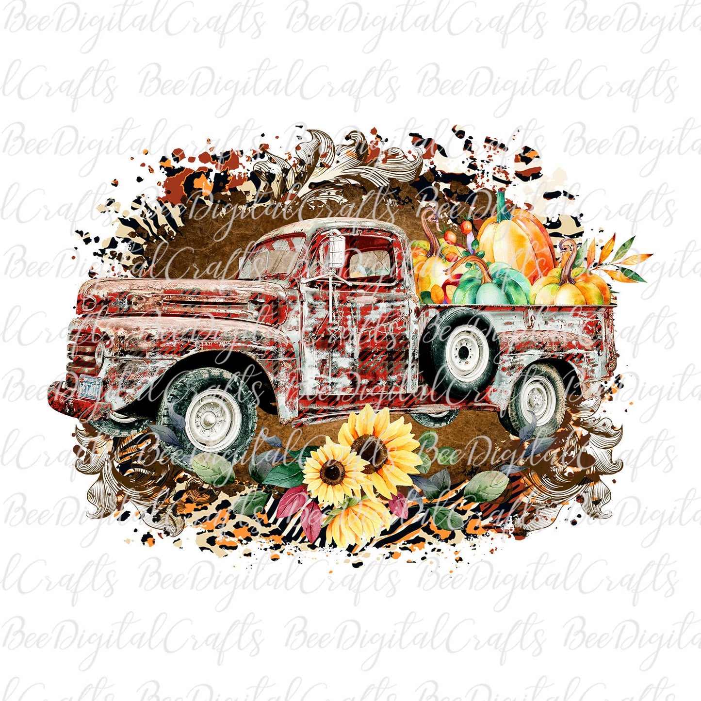 Fall truck sublimation design