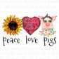 Peace love pigs sublimation design