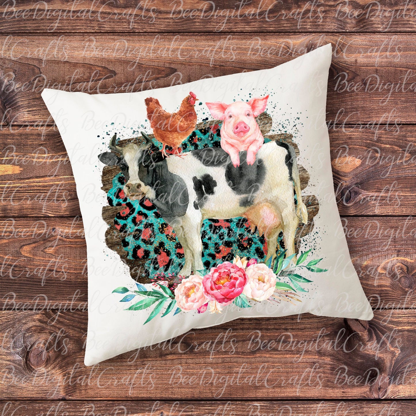 Farm animal with flower sublimation design