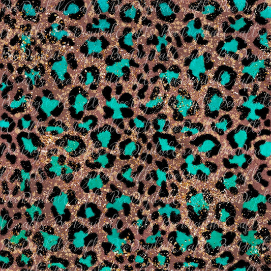 Teal cheetah background sublimation design