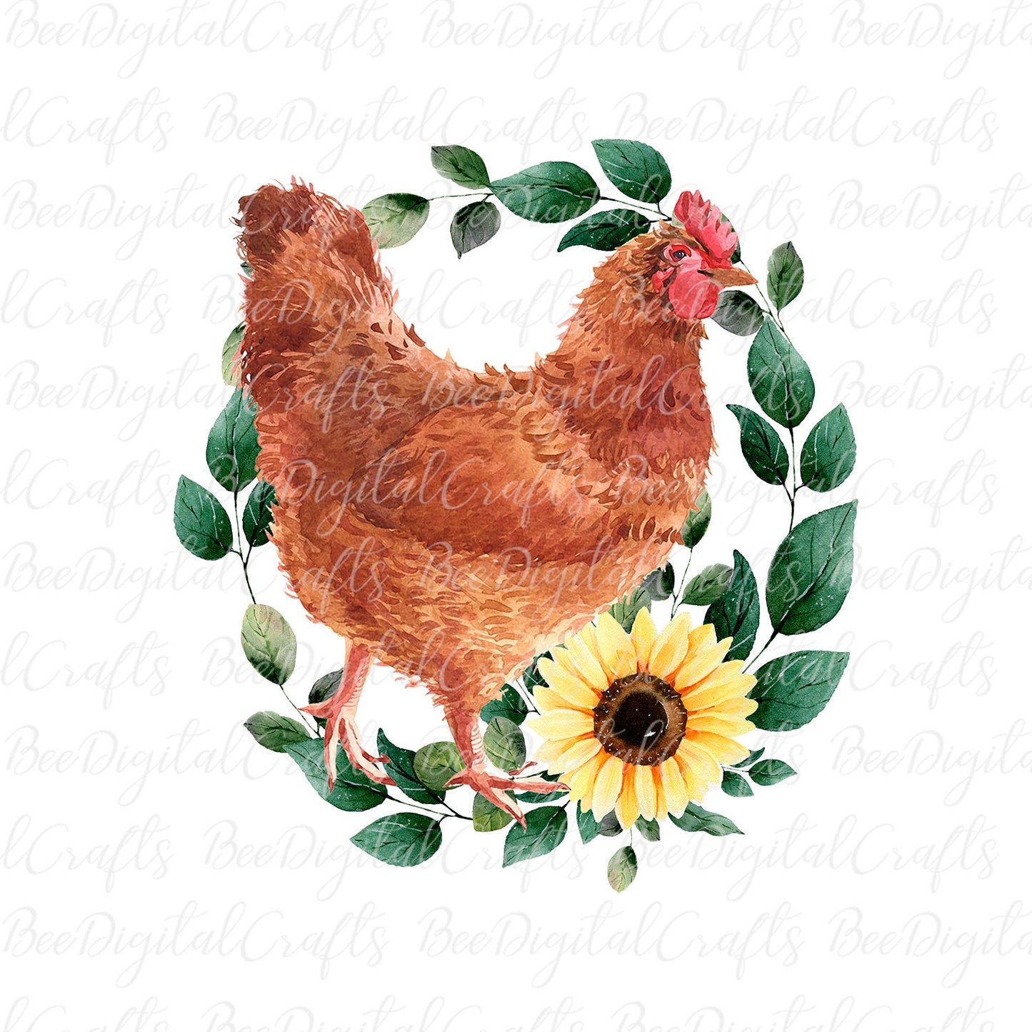 Sunflower wreath chicken sublimation design